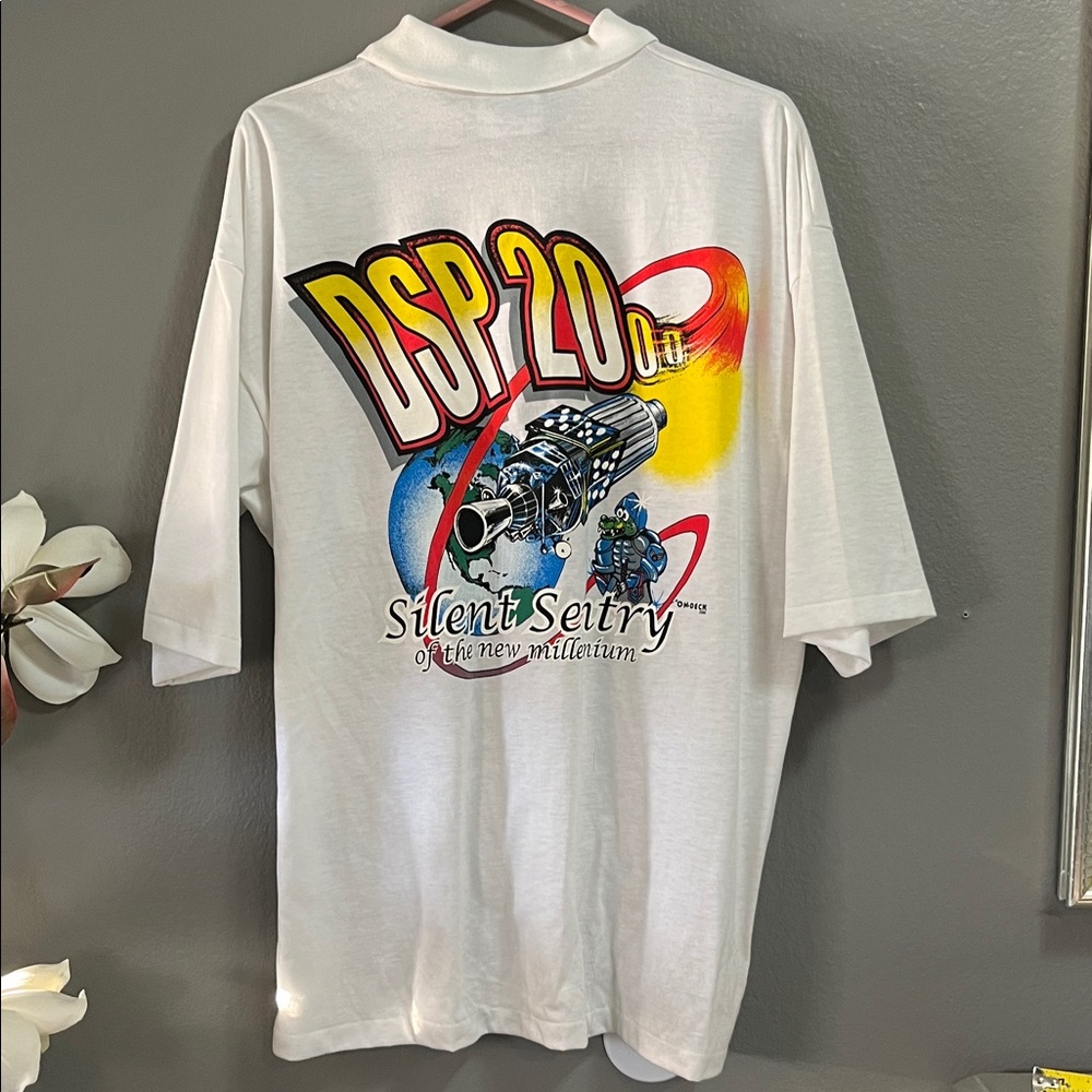 White Polo Shirt with Embroidered Logo DSP 2000 Silent Sentry